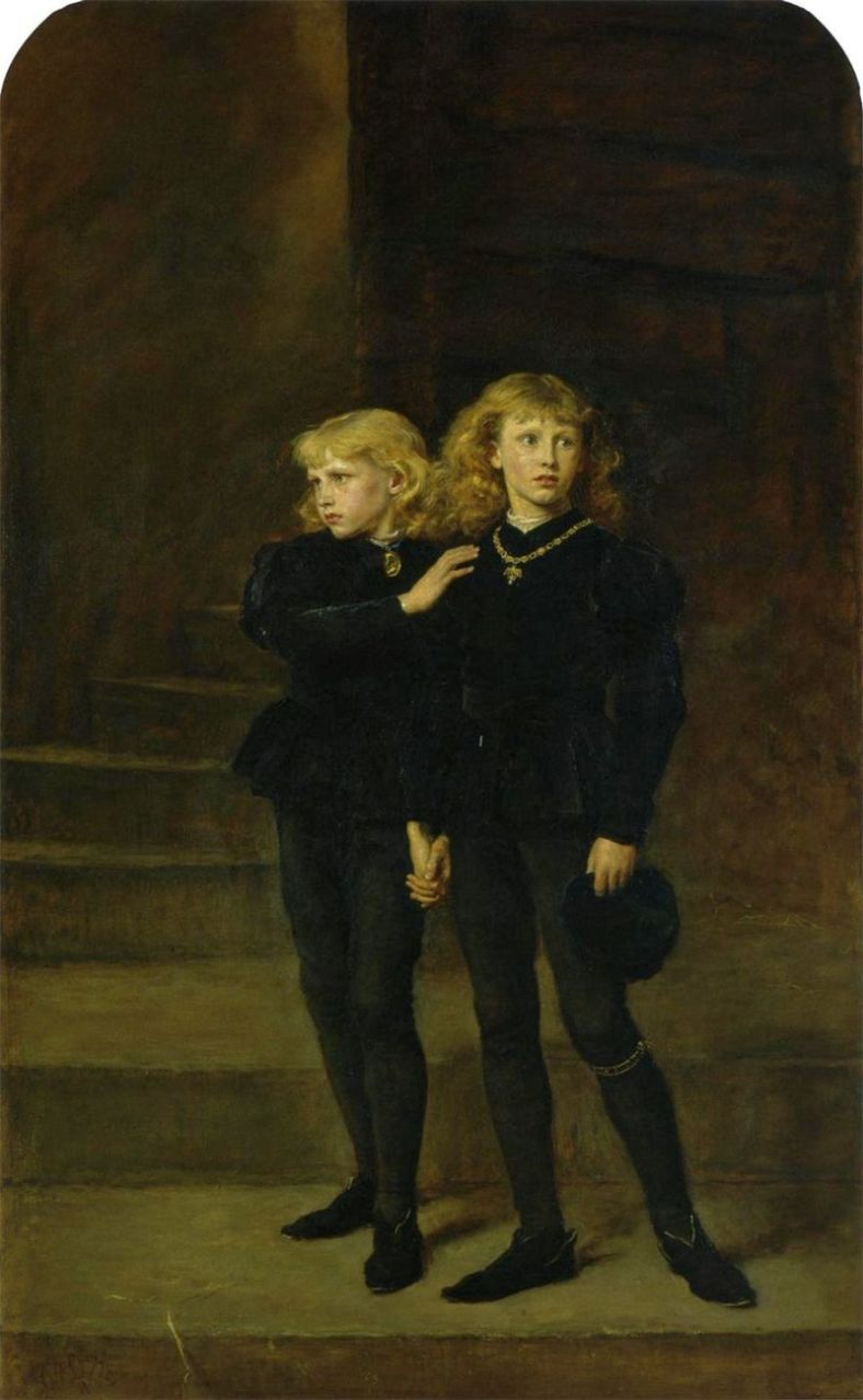 The Two Princes in the Tower, 1483, by Sir Johb Everett Millais, 1878, public domain