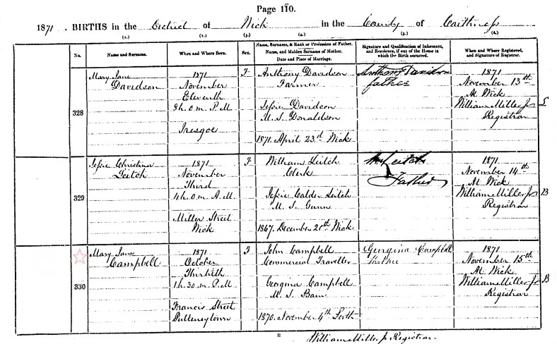 12 Mary Jane Campbell birth registration