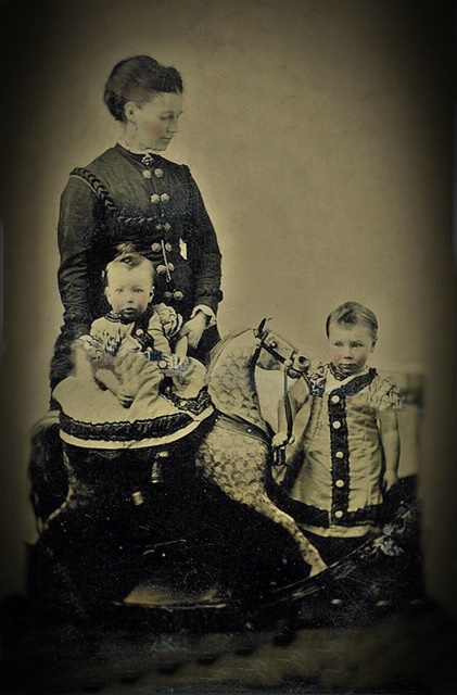 22 tin-type photo Georgina and two young boys