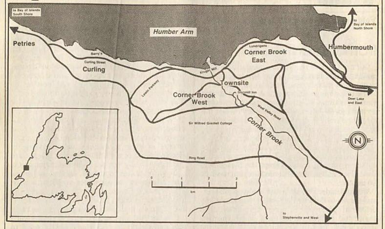 9 map showing Petries and Corner Brook