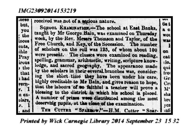 July 18 1845 JOGJ (School Examination East Banks GB) John OGroats Journal