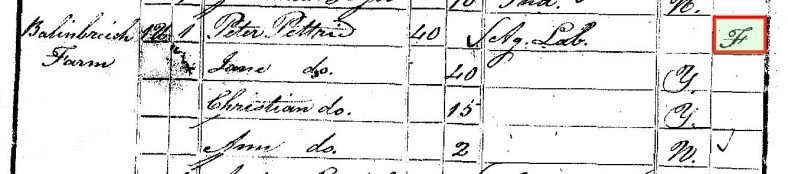22.3 Peter Petrie 1841 census FOREIGN