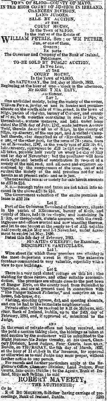 39 Auction article Freeman's Journal, Feb 27 1883