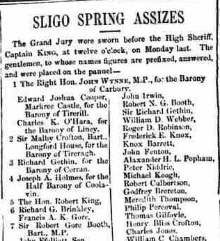 4.96 The Sligo Champion, March 7, 1857, the Grand Jury, Wynne and Booth